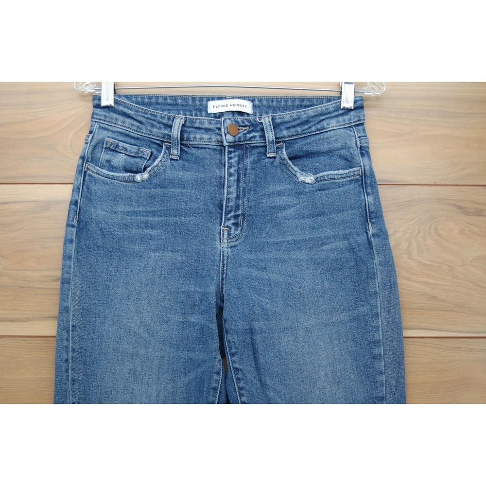 Flying Monkey Jeans‎ Womens 26 Blue High Rise Distressed Raw Hem Ankle F4068 - Picture 2 of 15